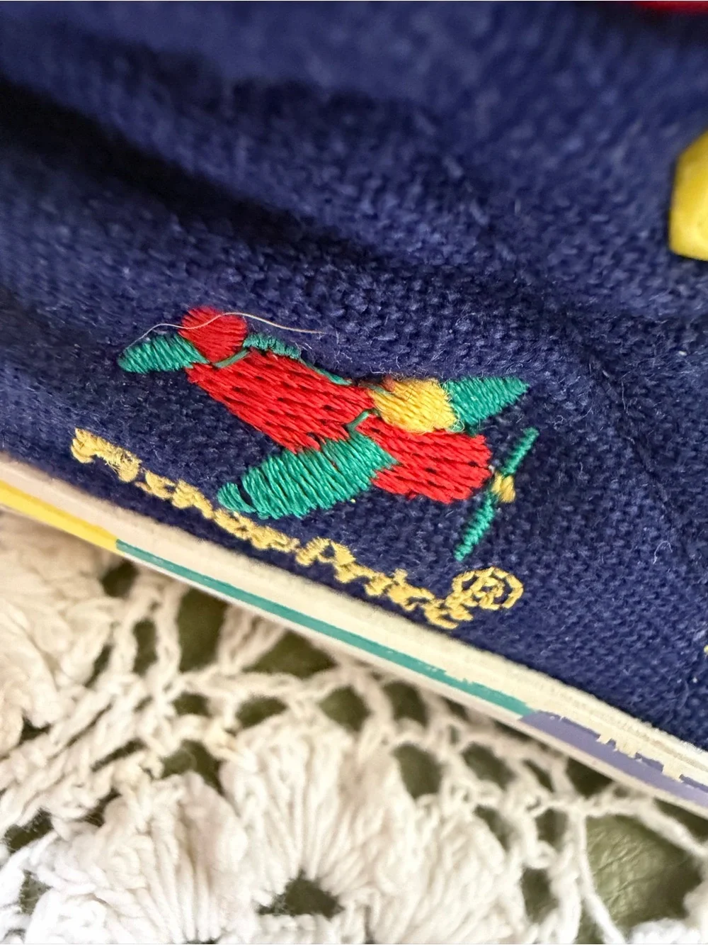 Vtg Fisher-Price Navy, Teal & Yellow Baby High-Top Sneakers 3